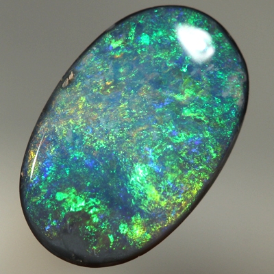 SOLID BLACK OPAL Candy red and orange over green